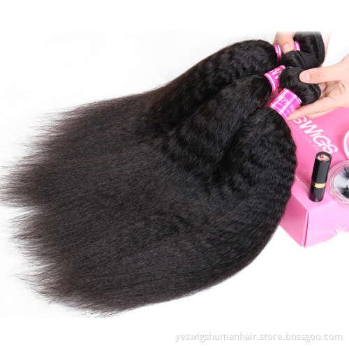 Raw Brazilian 100% Virgin Cuticle Aligned Yaki Kinky Straight Human Hair Extension Cheap Hair Weave Bundles Human Hair Products